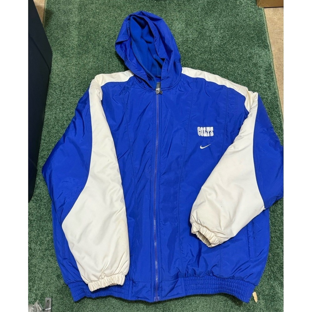Vintage Y2K Nike Indianapolis Colts Puffer Hooded Coat Size Large